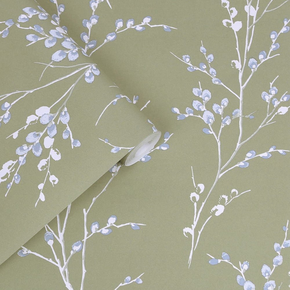 Pussy Willow Wallpaper - Moss Green - Laura Ashley - 121074Wallpaper199