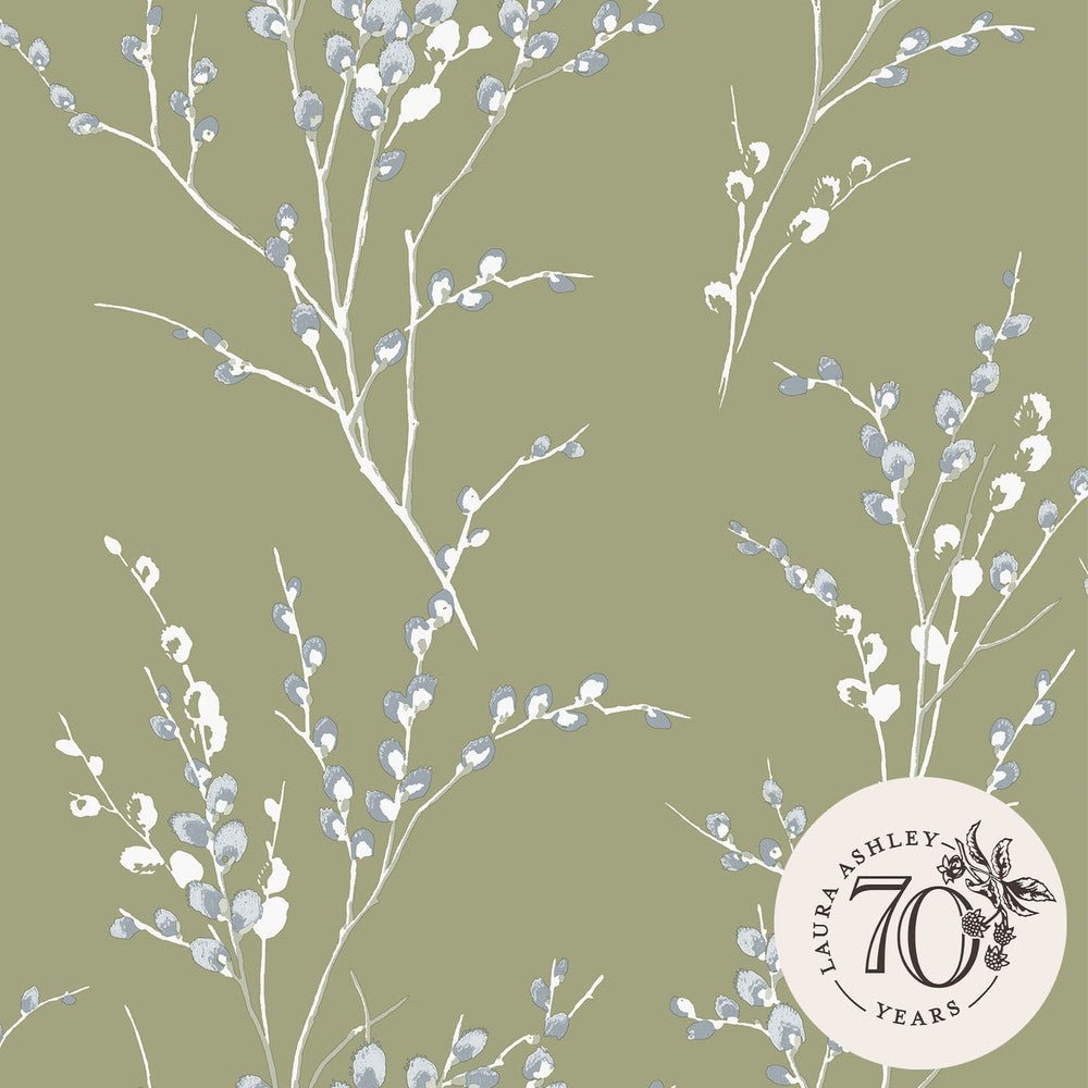 Pussy Willow Wallpaper - Moss Green - Laura Ashley - 121074Wallpaper199