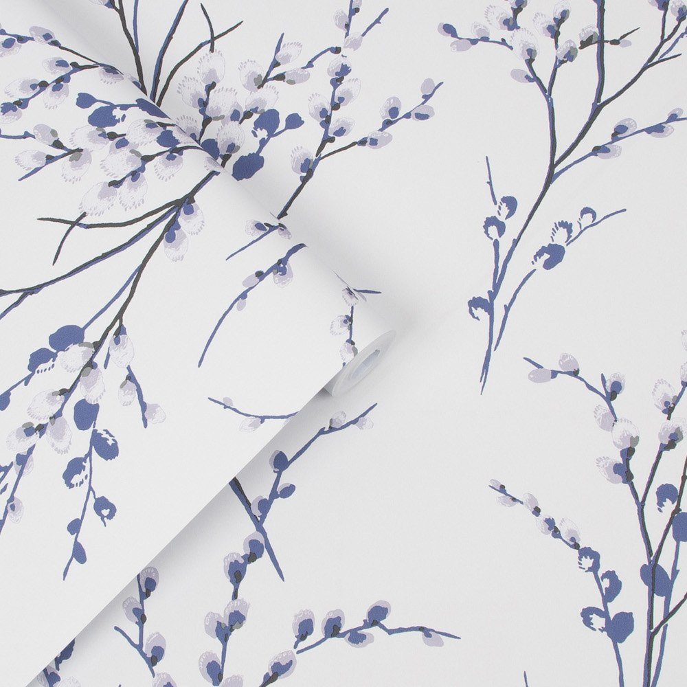 Pussy Willow Wallpaper - Off White/Midnight - Laura Ashley - 113360Wallpaper199