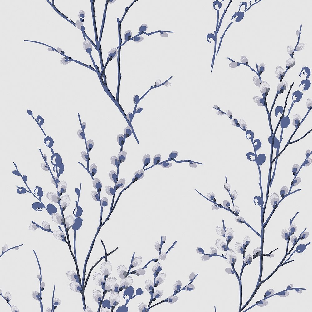Pussy Willow Wallpaper - Off White/Midnight - Laura Ashley - 113360Wallpaper199