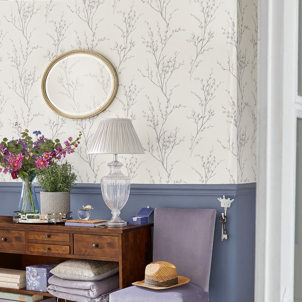 Pussy Willow Wallpaper - Off White/Steel - Laura Ashley - 113359Wallpaper199