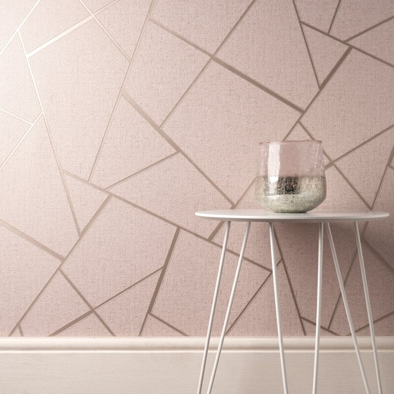 Quartz Fractal Glitter Metallic Wallpaper - Blush/Gold - Fine Décor - FD42682Wallpaper199