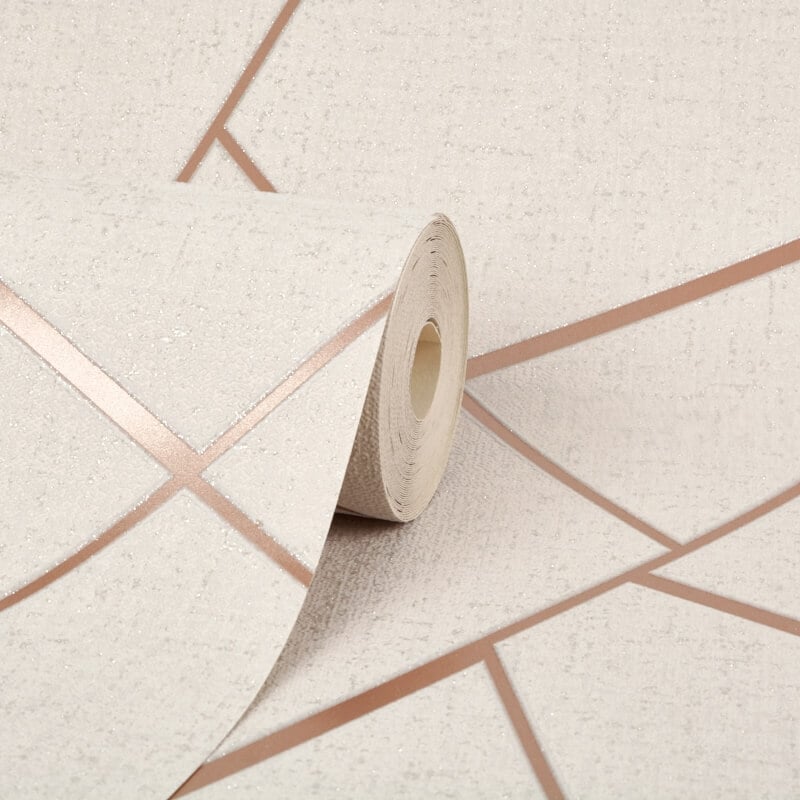 Quartz Fractal Glitter Metallic Wallpaper - Rose Gold - Fine Décor - FD42282Wallpaper199