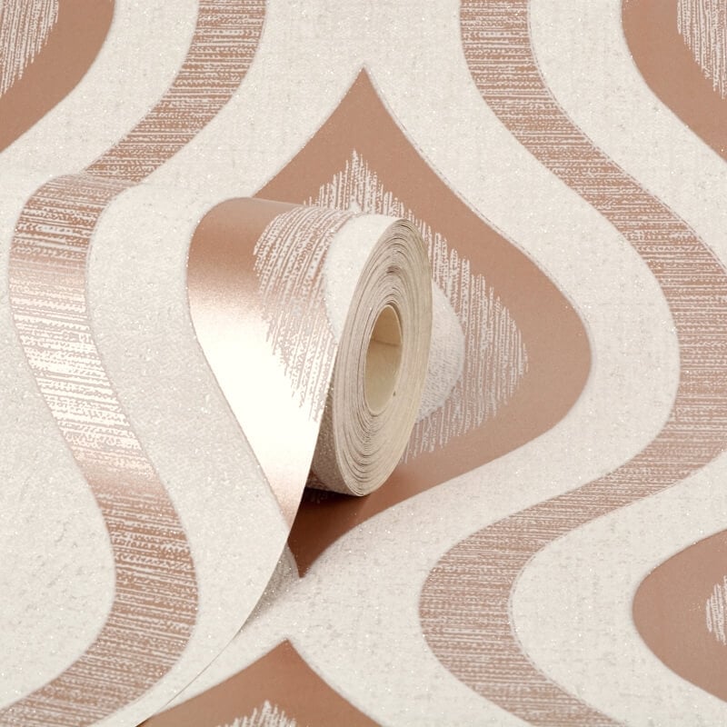 Quartz Geo Glitter Wallpaper - Rose Gold - Fine Décor - FD42206Wallpaper199