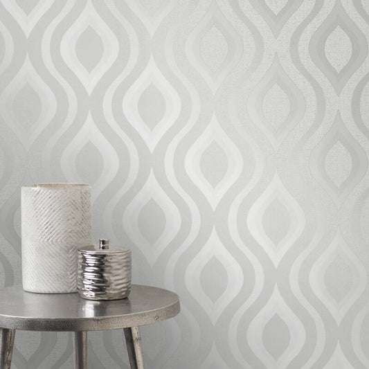 Quartz Geo Glitter Wallpaper - Silver - Fine Décor - FD41968Wallpaper199