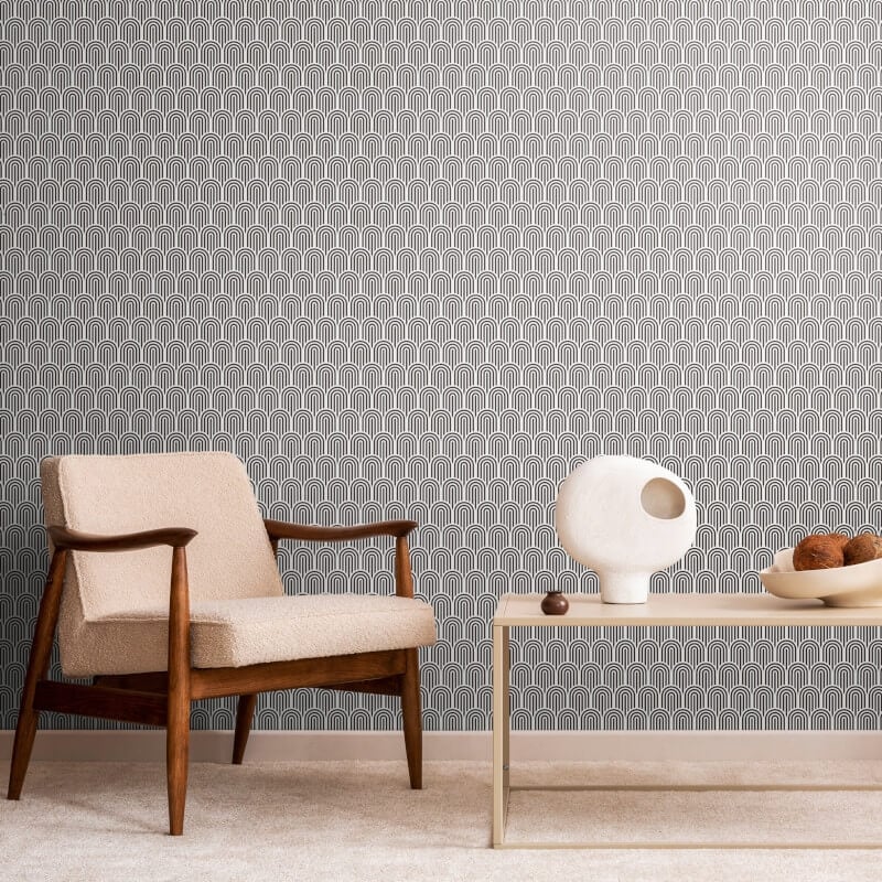 Retro Arch Wallpaper - Black - Hoopla Walls - HWA1067WWallpaper199