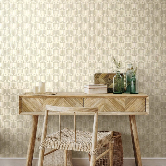 Retro Arch Wallpaper - Cream - Hoopla Walls - HWA1066WWallpaper199