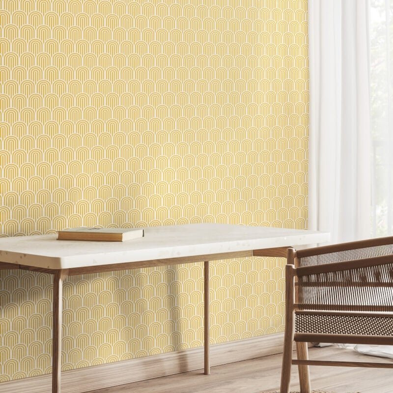Retro Arch Wallpaper - Yellow - Hoopla Walls - HWA1068WWallpaper199