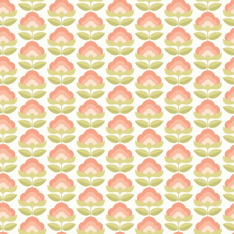 Retro Flower Wallpaper - Apricot Mix - Hoopla Walls - HWA1169WWallpaper199
