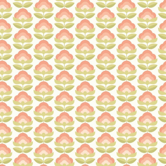 Retro Flower Wallpaper - Apricot Mix - Hoopla Walls - HWA1169WWallpaper199