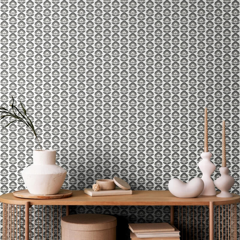 Retro Flower Wallpaper - Chalkboard - Hoopla Walls - HWA1173WWallpaper199
