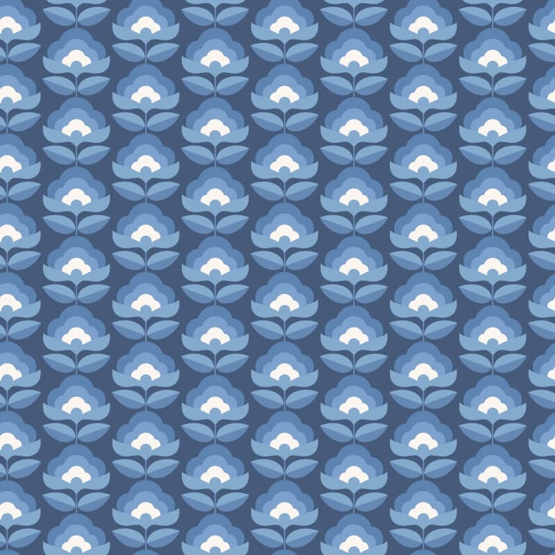 Retro Flower Wallpaper - Indigo Mix - Hoopla Walls - HWA1175WWallpaper199