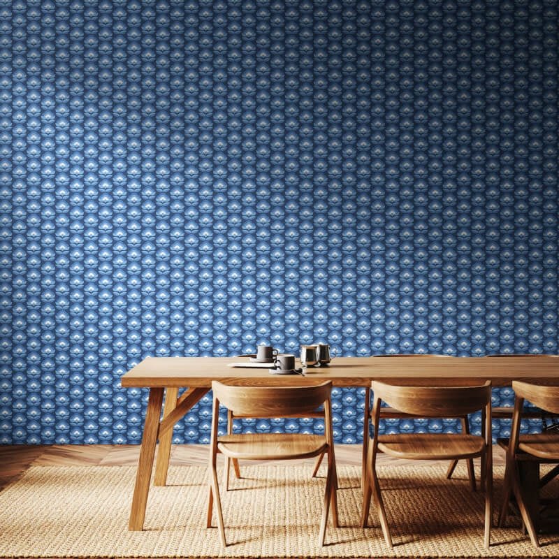 Retro Flower Wallpaper - Indigo Mix - Hoopla Walls - HWA1175WWallpaper199