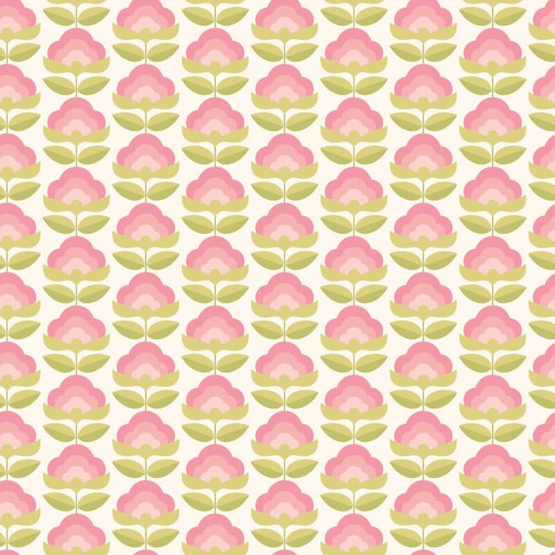 Retro Flower Wallpaper - Rose/Apple - Hoopla Walls - HWA1171WWallpaper199