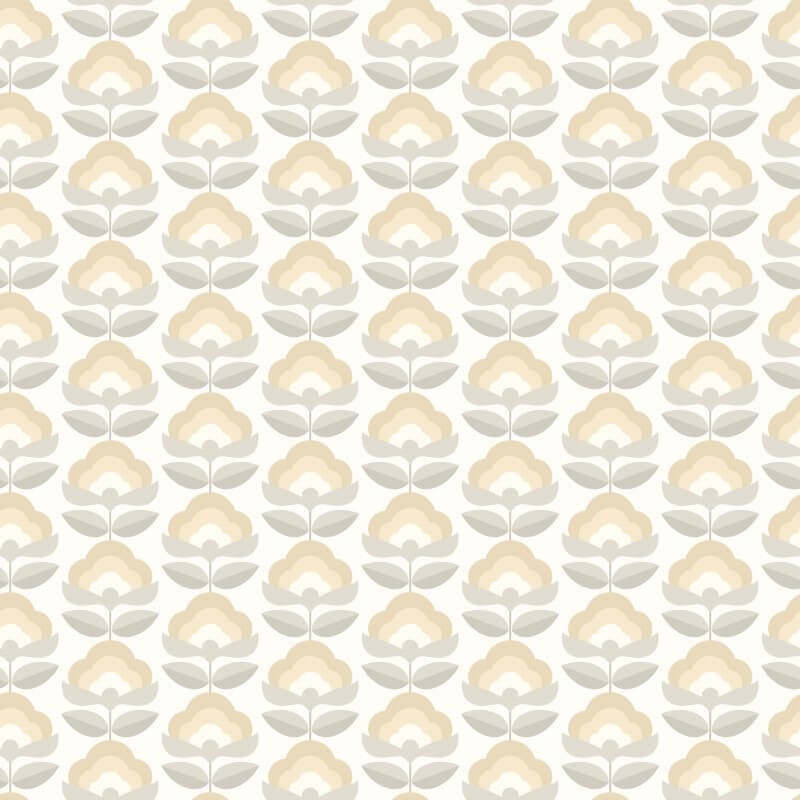 Retro Flower Wallpaper - Stone/Dove - Hoopla Walls - HWA1172WWallpaper199