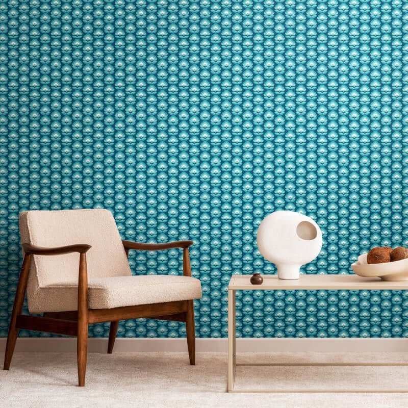 Retro Flower Wallpaper - Teal Mix - Hoopla Walls - HWA1174WWallpaper199