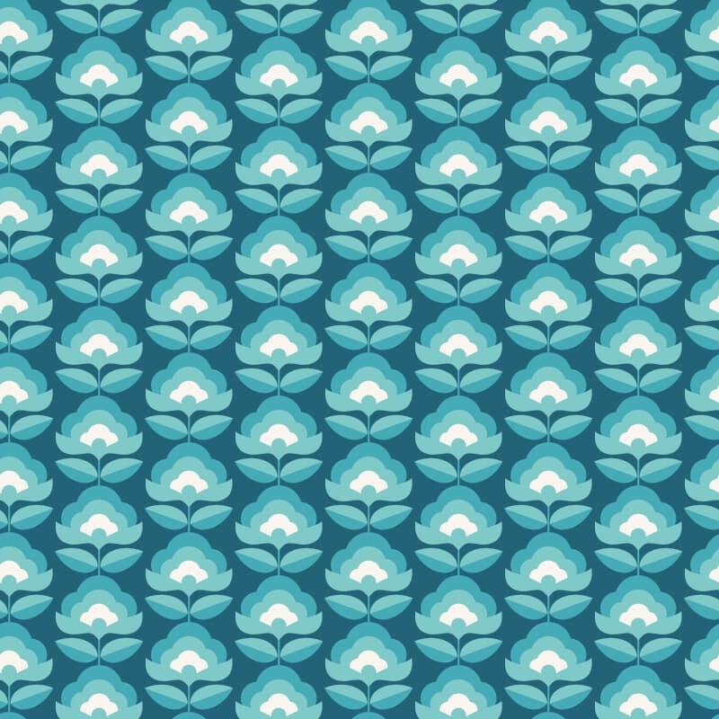 Retro Flower Wallpaper - Teal Mix - Hoopla Walls - HWA1174WWallpaper199