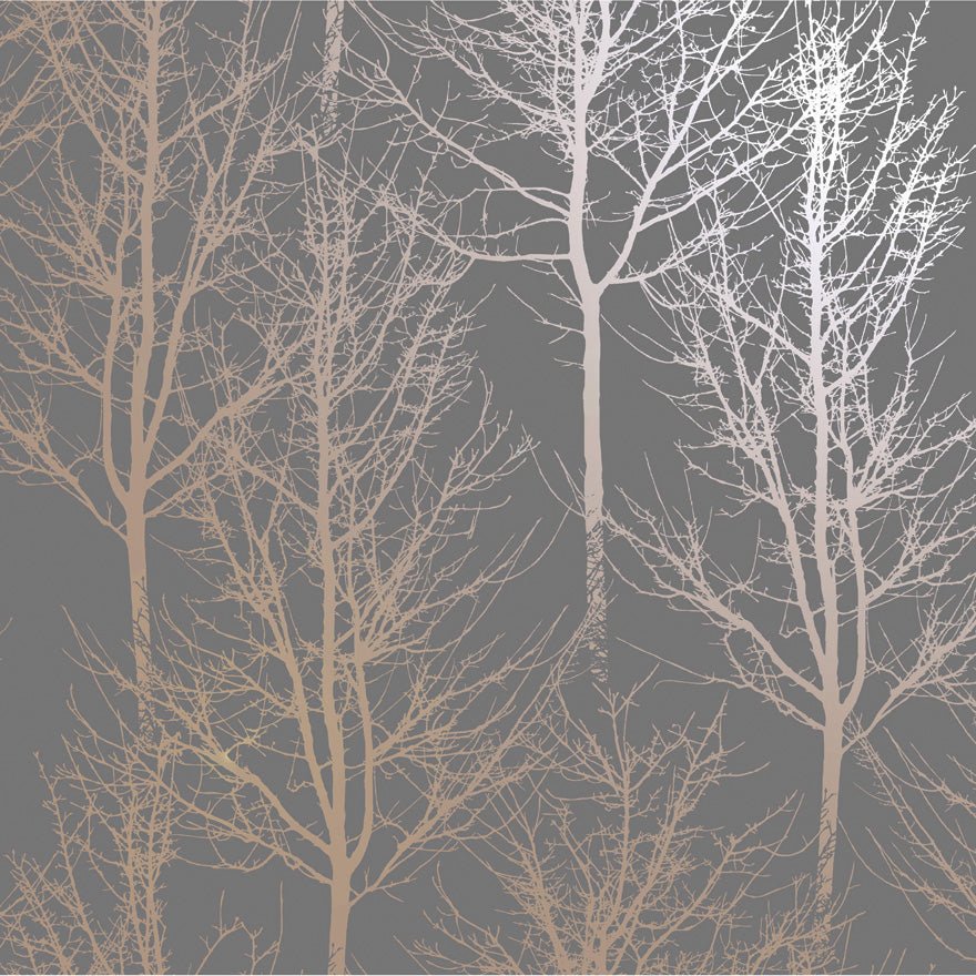 Rhea Trees Wallpaper - Dark Grey Rose Gold - Holden Décor - 90761Wallpaper199