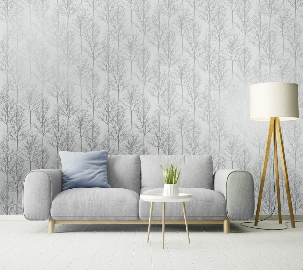 Rhea Trees Wallpaper - Grey Silver - Holden Décor - 90760Wallpaper199