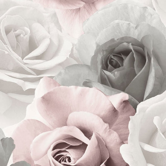 Rhoda Rose Metallic Wallpaper - Pink/Grey - Muriva - 203501Wallpaper199