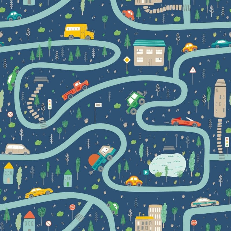 Road Trip Wallpaper - Indigo Riot - Hoopla Walls - HWA1308WWallpaper199