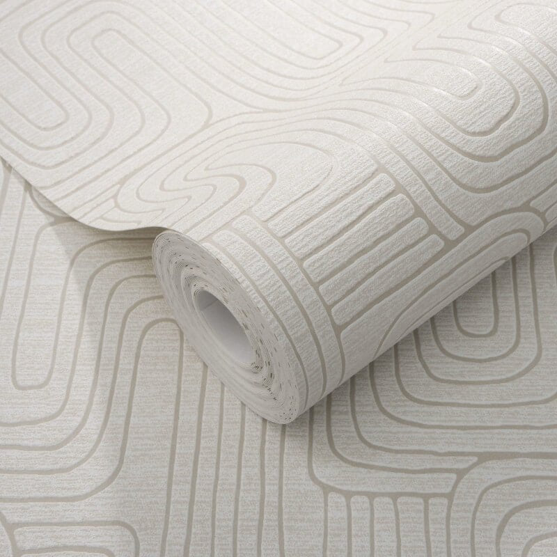 Rondo Curved Lines Metallic Wallpaper - Beige - Erismann - 10461 - 02Wallpaper199