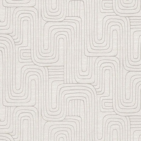Rondo Curved Lines Metallic Wallpaper - Beige - Erismann - 10461 - 02Wallpaper199