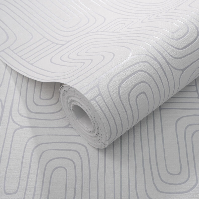 Rondo Curved Lines Metallic Wallpaper - Grey - Erismann - 10461 - 31Wallpaper199