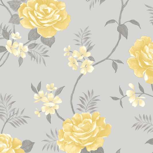 Rosalind Floral Metallic Wallpaper - Rose Grey/Oche - Muriva - 170501Wallpaper199