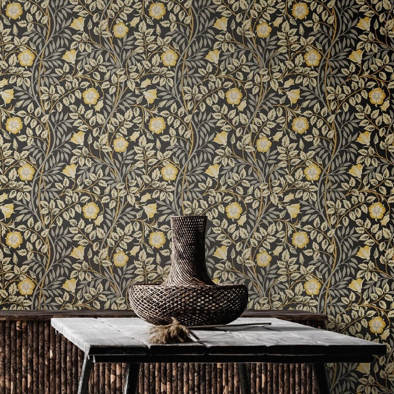 Rosehip Trail Wallpaper - Chalkboard - Hoopla Walls - HWA1094WWallpaper199