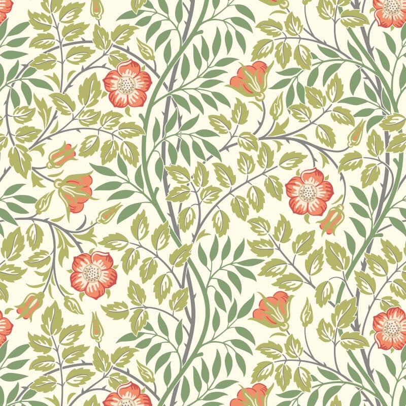 Rosehip Trail Wallpaper - Coral Pink - Hoopla Walls - HWA1098WWallpaper199