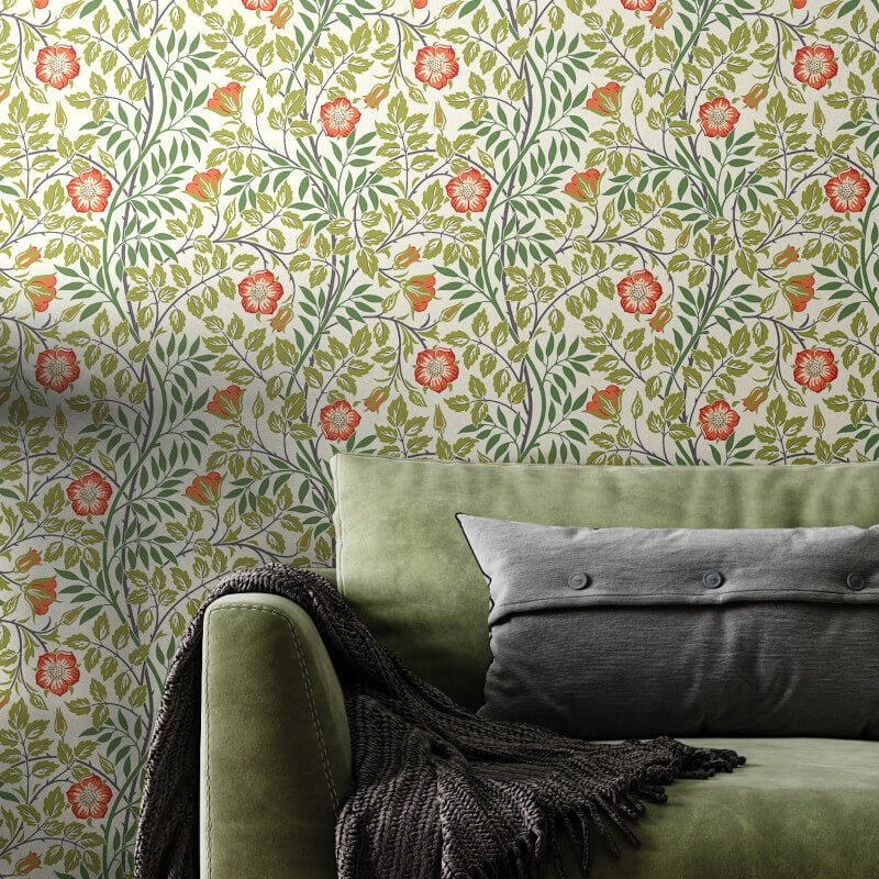 Rosehip Trail Wallpaper - Coral Pink - Hoopla Walls - HWA1098WWallpaper199