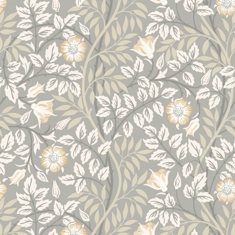 Rosehip Trail Wallpaper - Grey/Stone - Hoopla Walls - HWA1093WWallpaper199