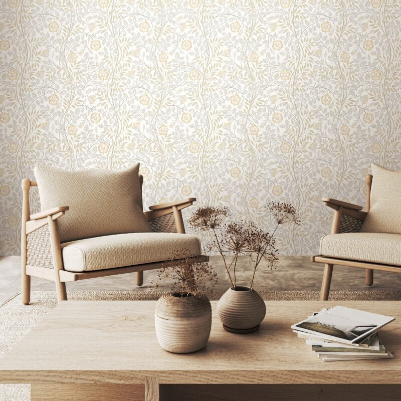 Rosehip Trail Wallpaper - Natural Stone - Hoopla Walls - HWA1089WWallpaper199