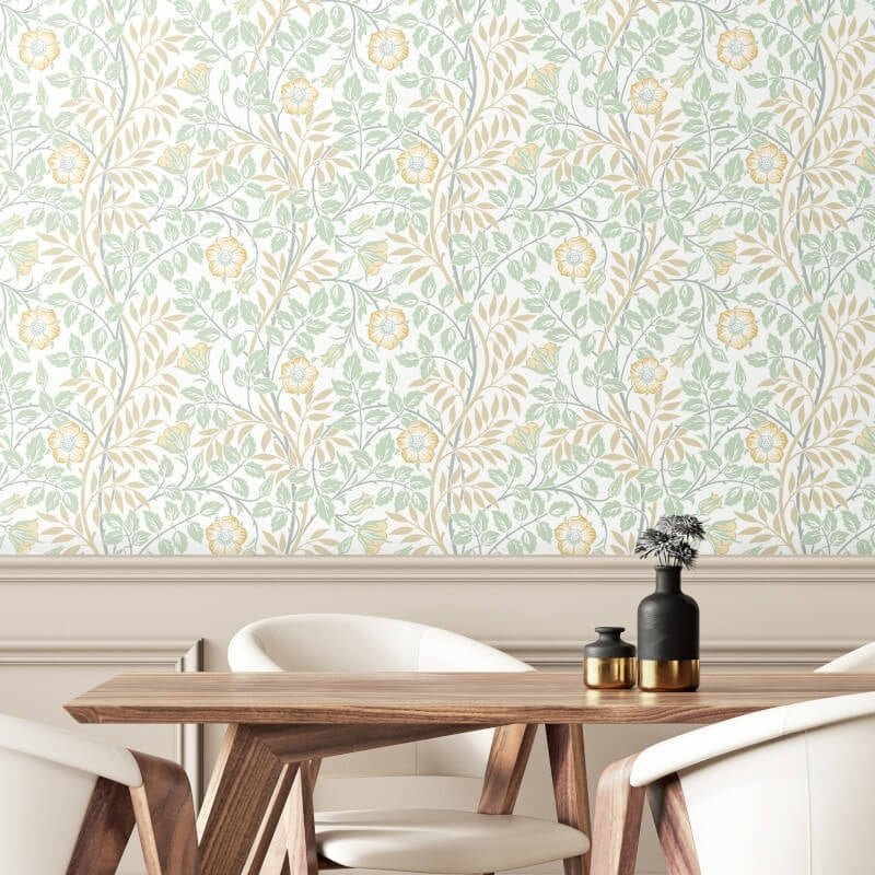 Rosehip Trail Wallpaper - Soft Mint - Hoopla Walls - HWA1090WWallpaper199