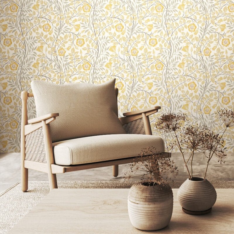 Rosehip Trail Wallpaper - Warm Natural - Hoopla Walls - HWA1088WWallpaper199