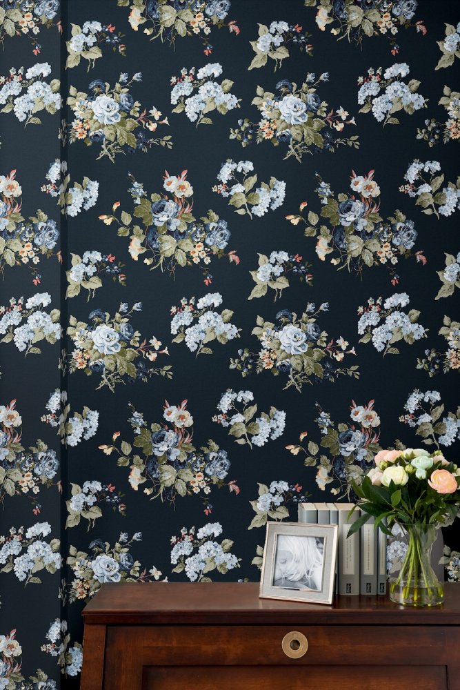 Rosemore Wallpaper - Midnight Seapray - Laura Ashley - 114898Wallpaper199