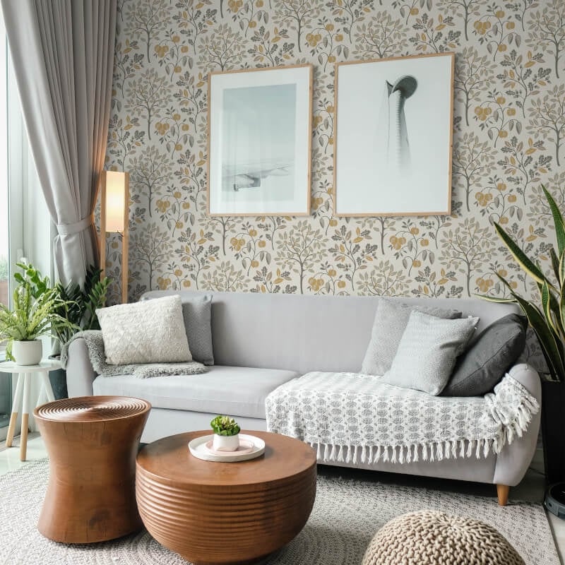Rowan Autumn Trees Metallic Wallpaper - Natural - Crown - M1760Wallpaper199
