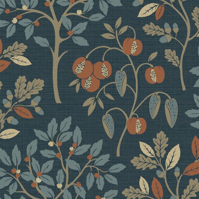 Rowan Autumn Trees Metallic Wallpaper - Navy - Crown - M1761Wallpaper199