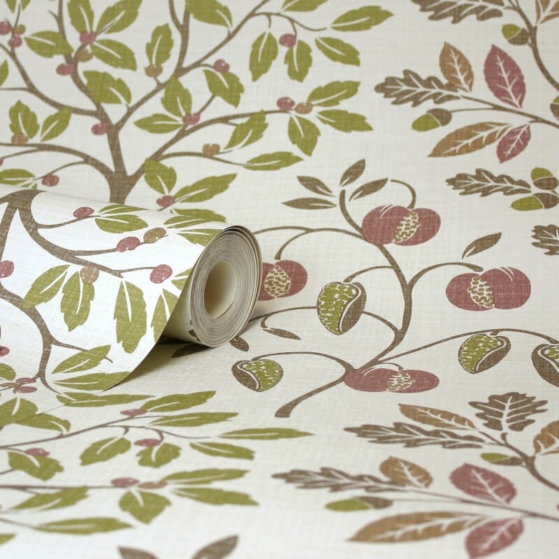 Rowan Autumn Trees Metallic Wallpaper - Olive - Crown - M1762Wallpaper199