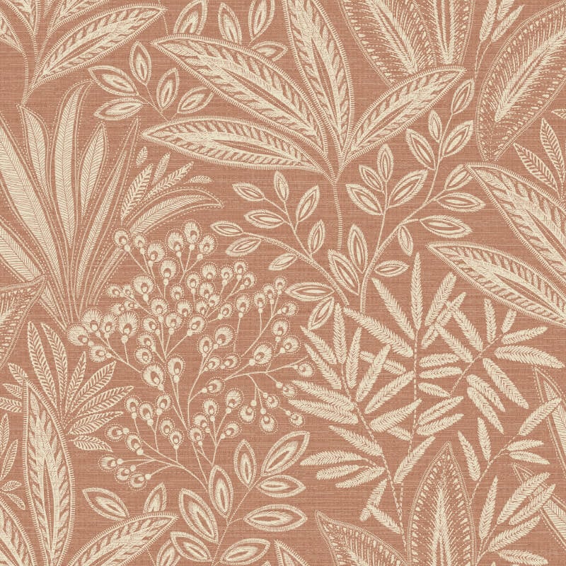 Sahara Leaf Wallpaper - Clay - Crown - M1783Wallpaper199