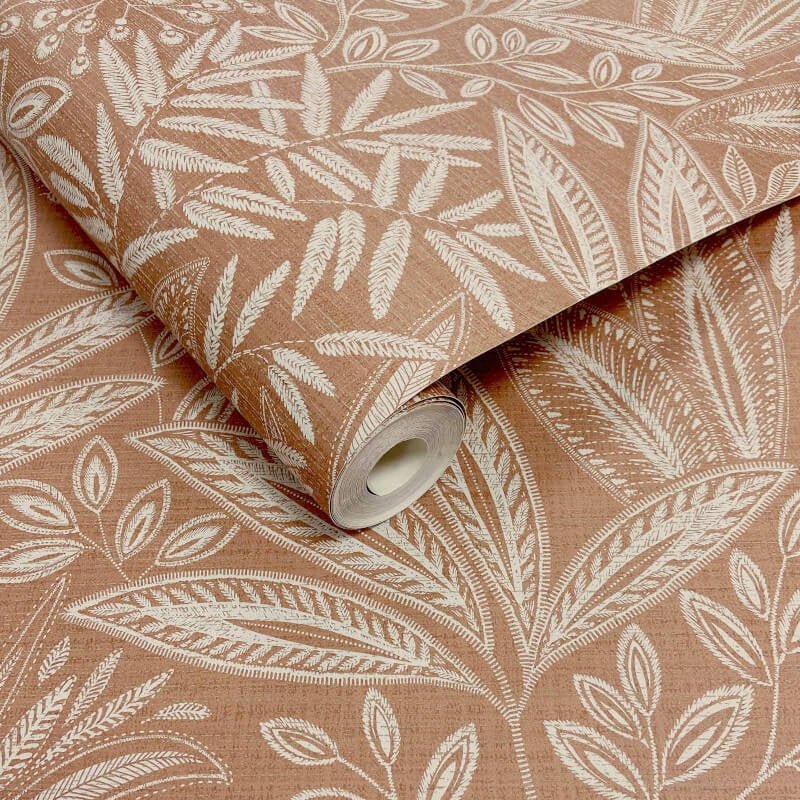 Sahara Leaf Wallpaper - Clay - Crown - M1783Wallpaper199