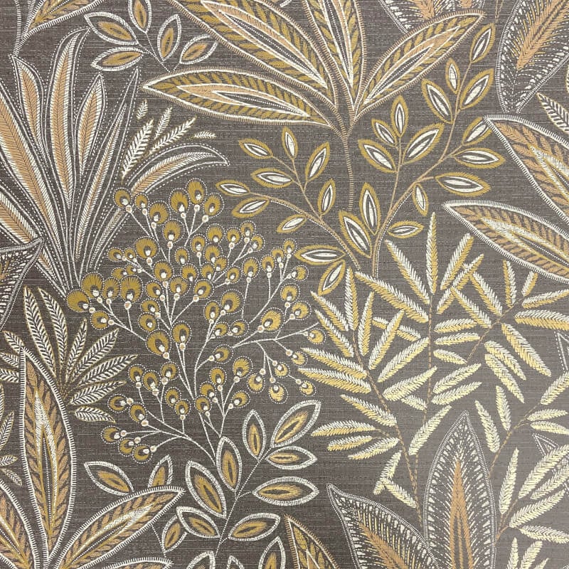 Sahara Leaf Wallpaper - Deep Mocha - Crown - M1785Wallpaper199