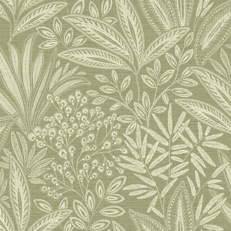 Sahara Leaf Wallpaper - Fern Green - Crown - M1780Wallpaper199