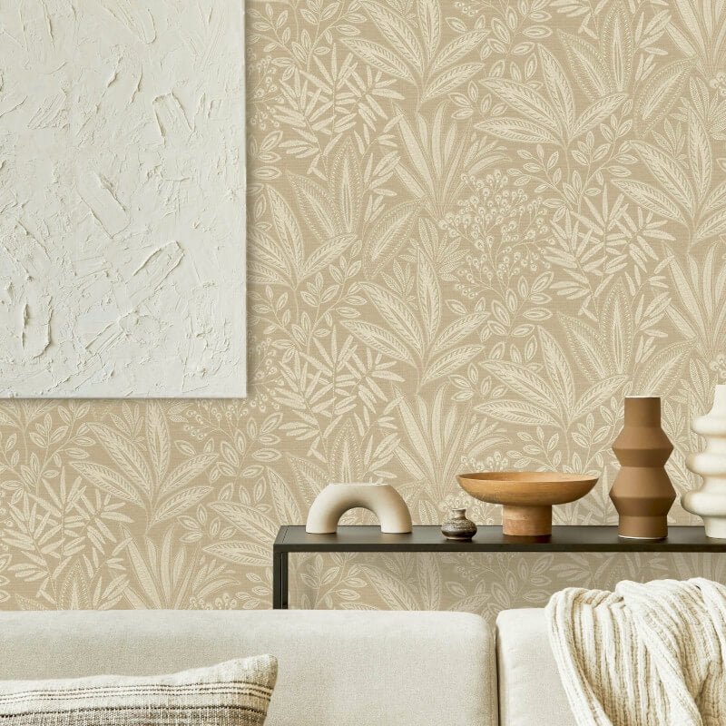 Sahara Leaf Wallpaper - Natural - Crown - M1782Wallpaper199