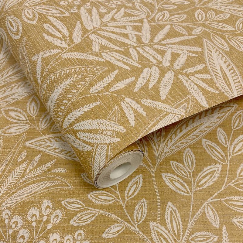 Sahara Leaf Wallpaper - Ochre - Crown - M1781Wallpaper199