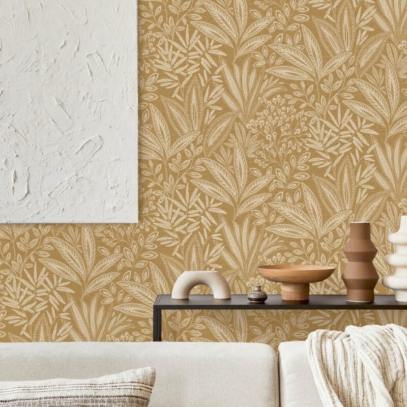 Sahara Leaf Wallpaper - Ochre - Crown - M1781Wallpaper199