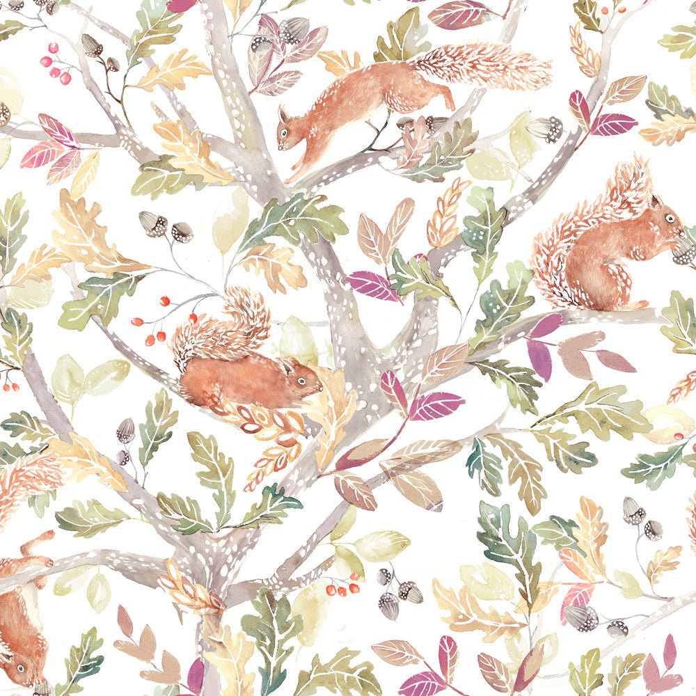 Scurry Of Squirrels Wallpaper - Auburn - Voyage Maison - SCURRYO/WPO/MULWallpaper199