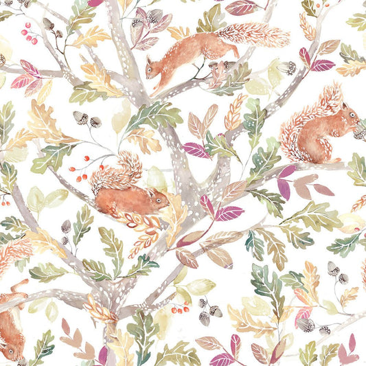 Scurry Of Squirrels Wallpaper - Auburn - Voyage Maison - SCURRYO/WPO/MULWallpaper199
