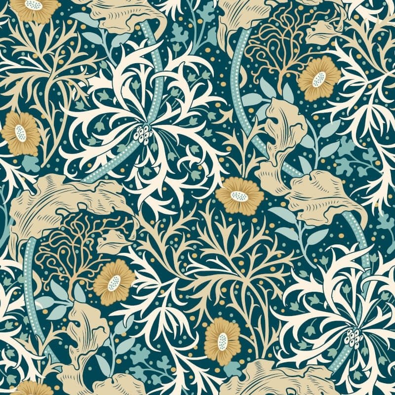 Seaweed Garden Wallpaper - Petrol Blue - Hoopla Walls - HWA1112WWallpaper199